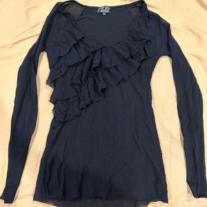 Petit pois by Vivian G black frills long sleeve top